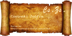 Csetneki Zsófia névjegykártya